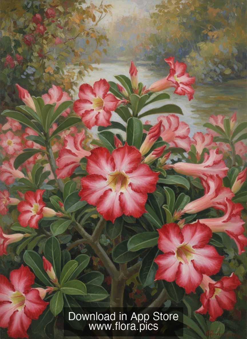 Desert Rose - Adenium obesum flower puzzle art