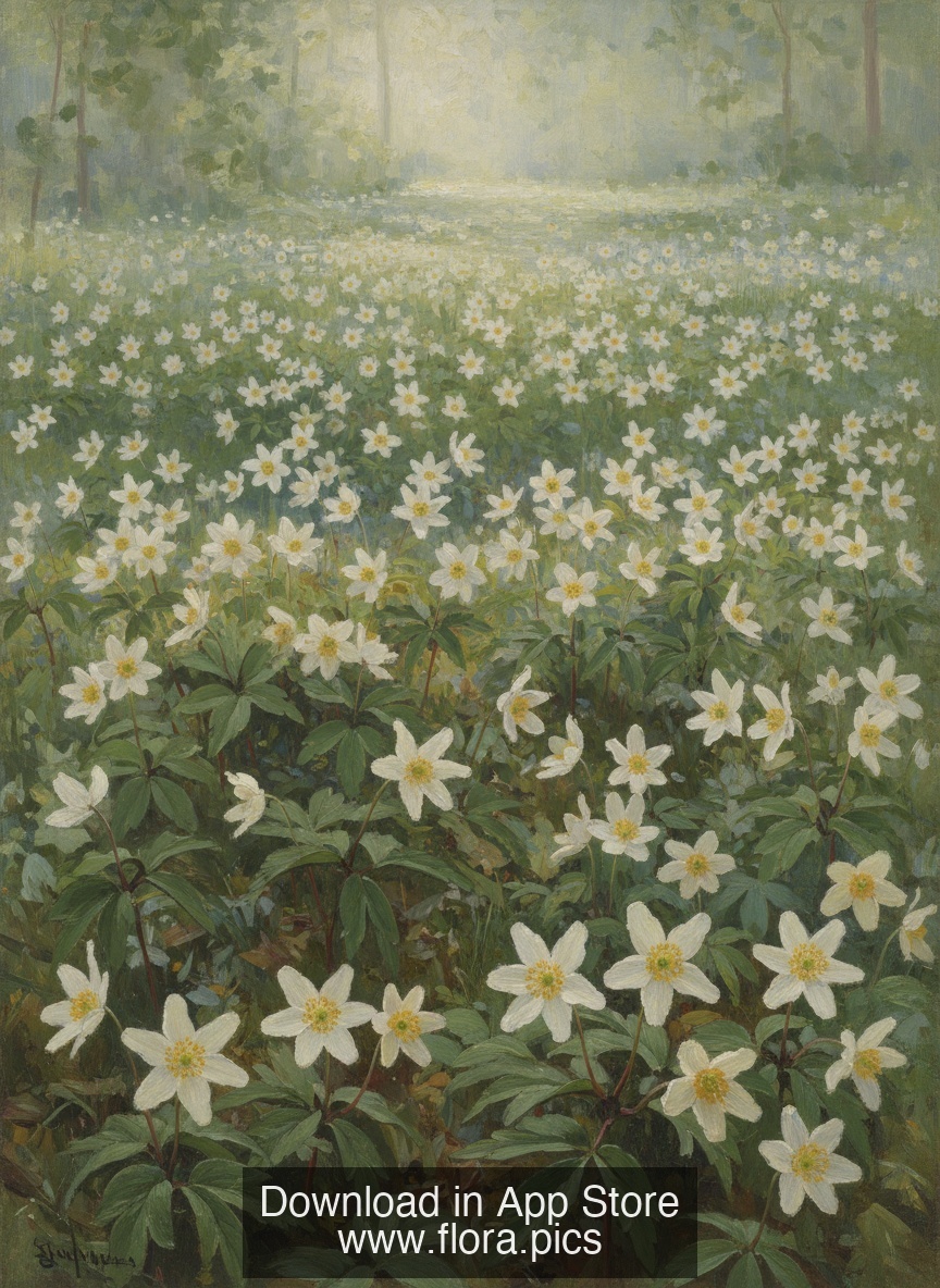 Wood Anemone - Anemone nemorosa flower puzzle art
