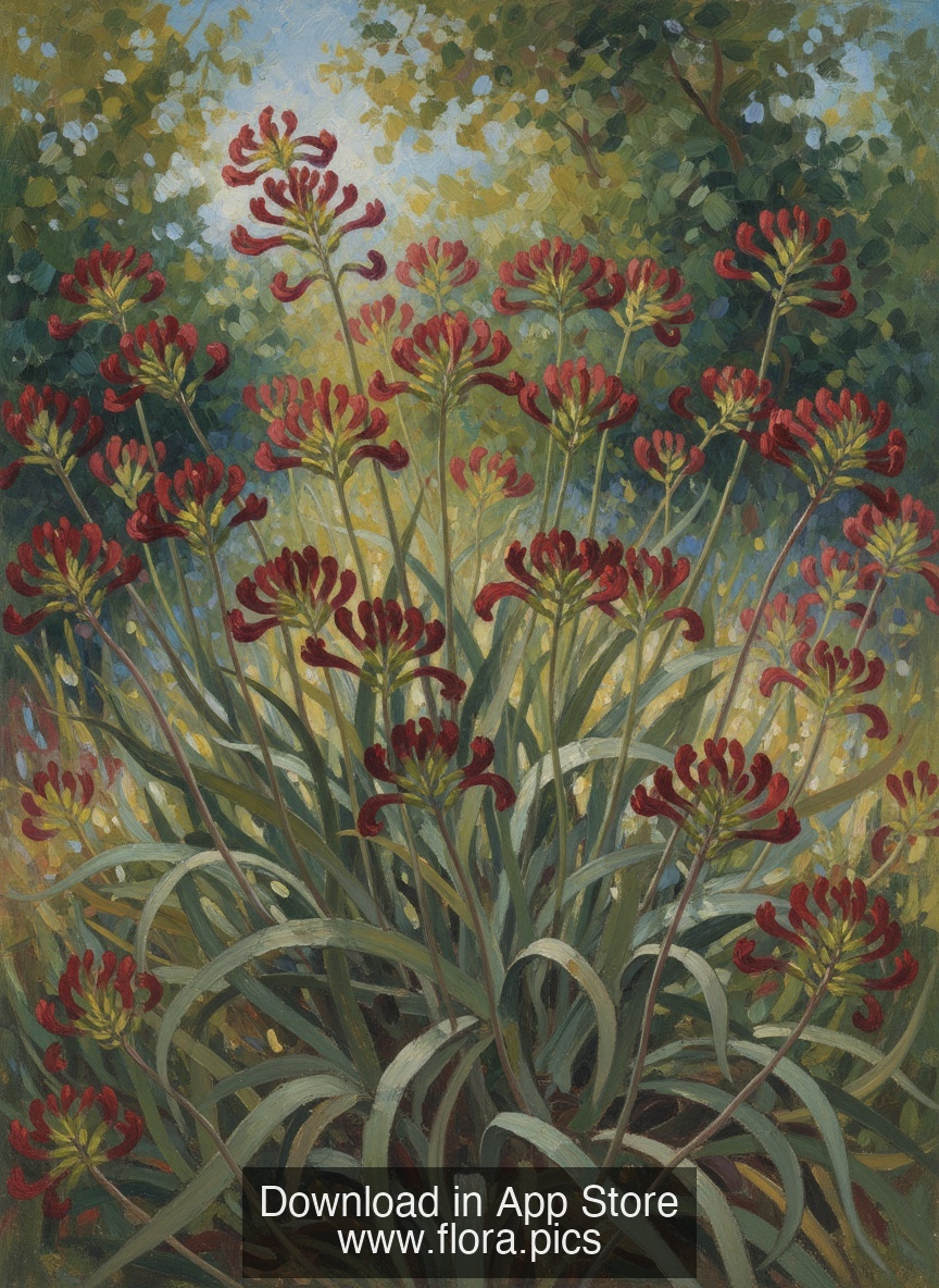 Red and Green Kangaroo Paw - Anigozanthos manglesii flower puzzle art