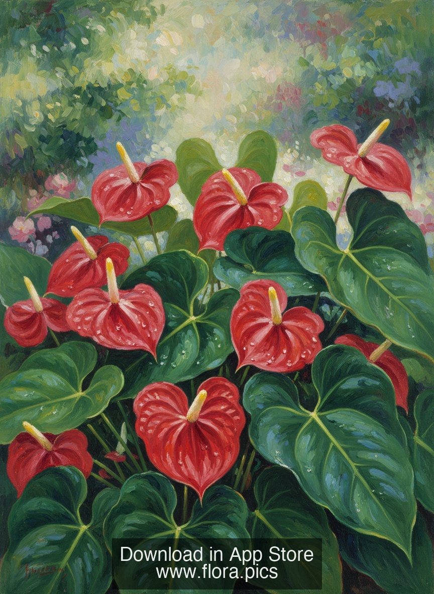 Flamingo Flower - Anthurium andraeanum flower puzzle art