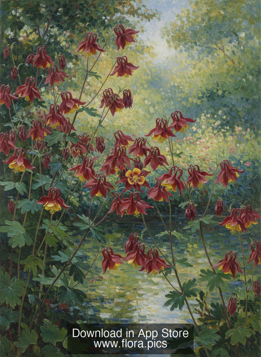 Canadian Columbine - Aquilegia canadensis flower puzzle art