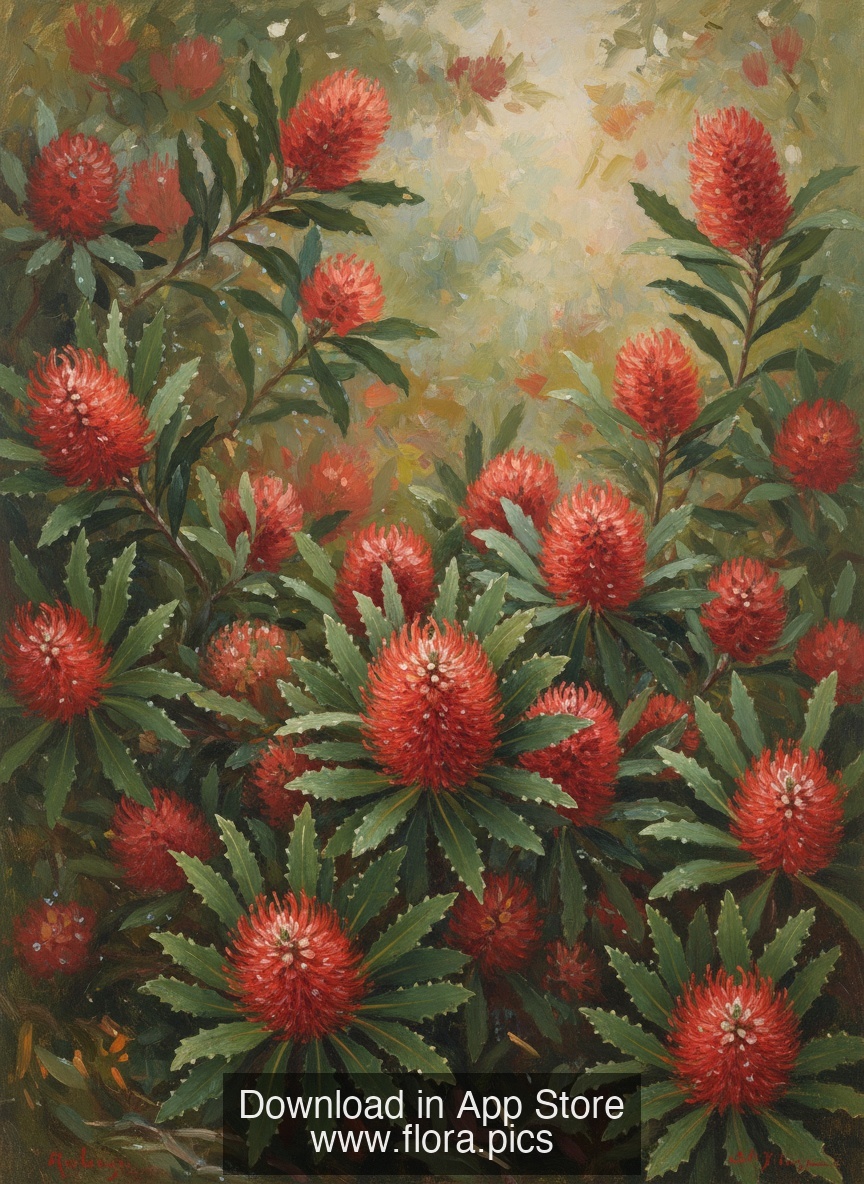 Scarlet Banksia - Banksia coccinea flower puzzle art