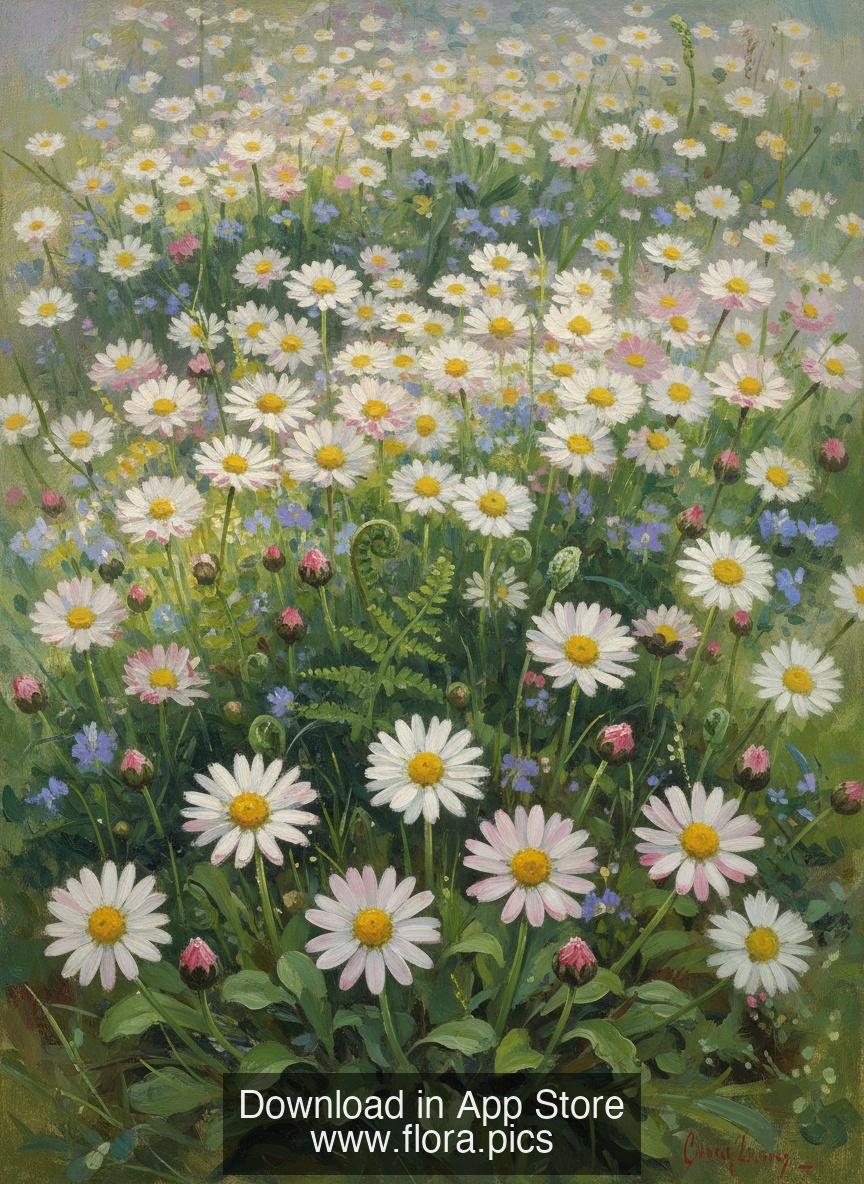 Common Daisy - Bellis perennis flower puzzle art