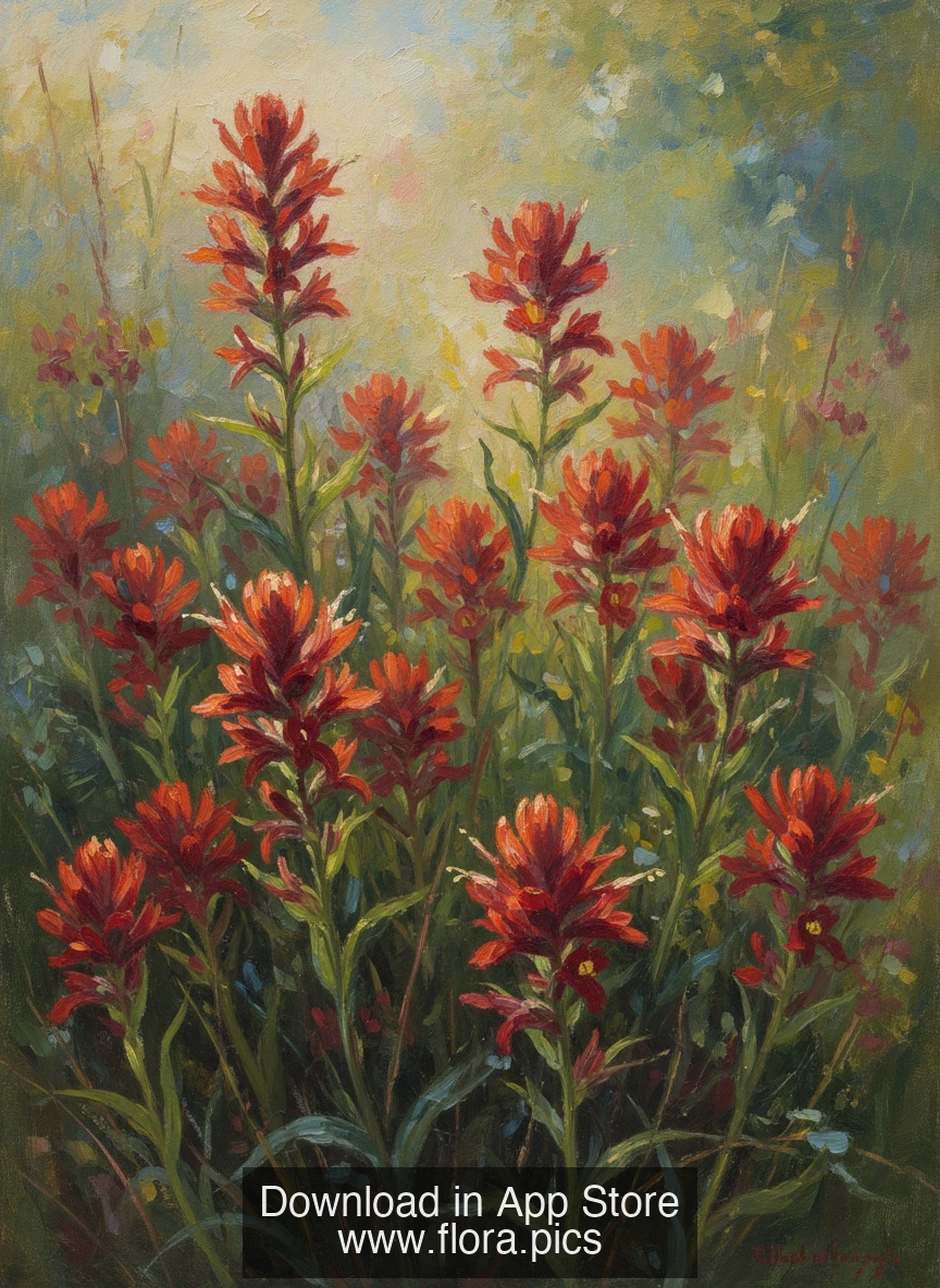 Scarlet Indian Paintbrush - Castilleja coccinea flower puzzle art