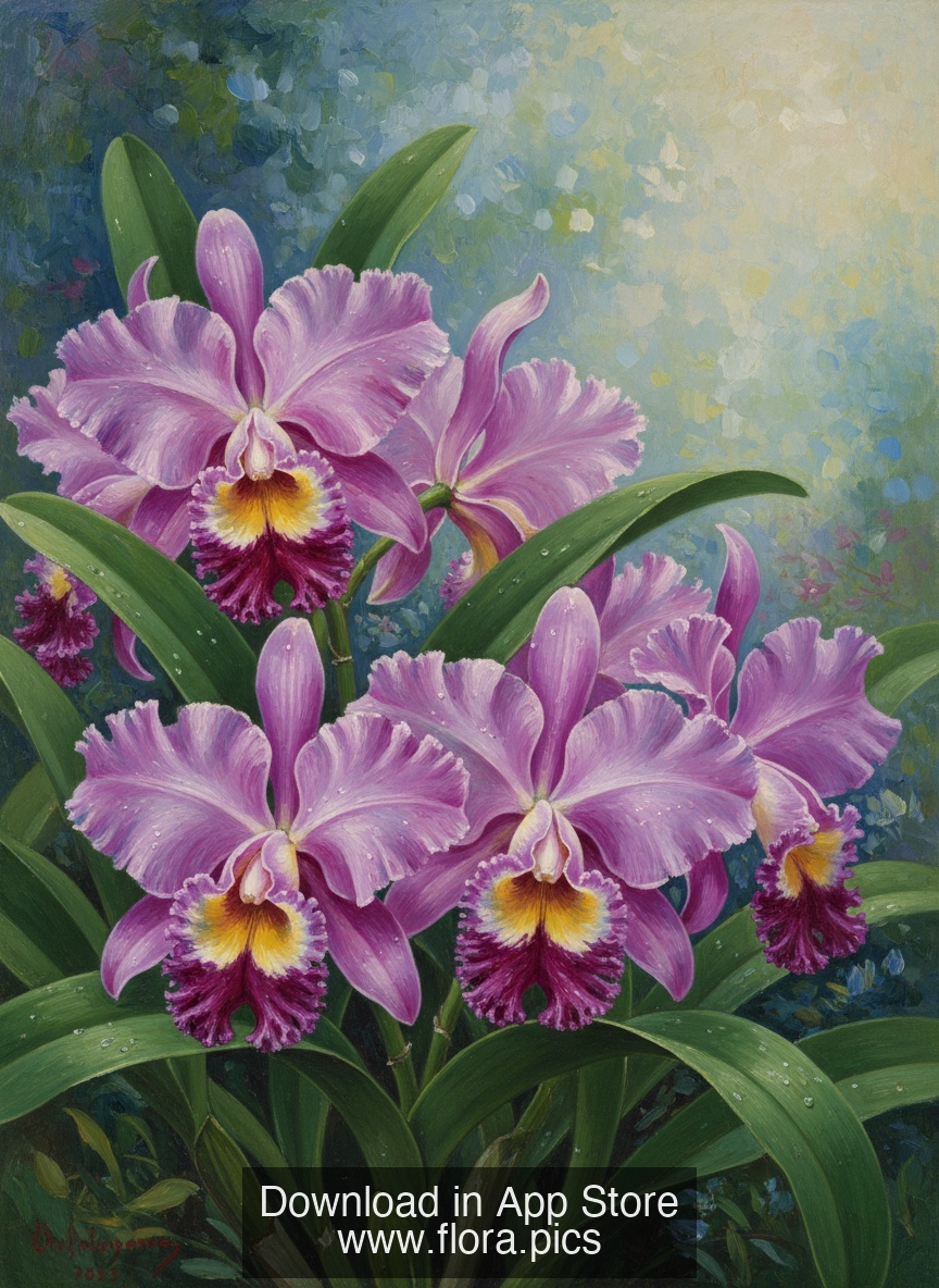 Crimson Cattleya - Cattleya labiata flower puzzle art