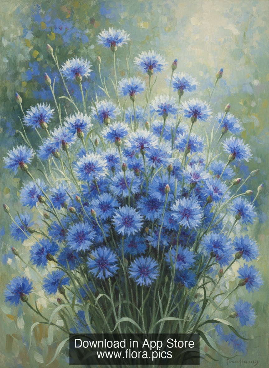 Cornflower - Centaurea cyanus flower puzzle art