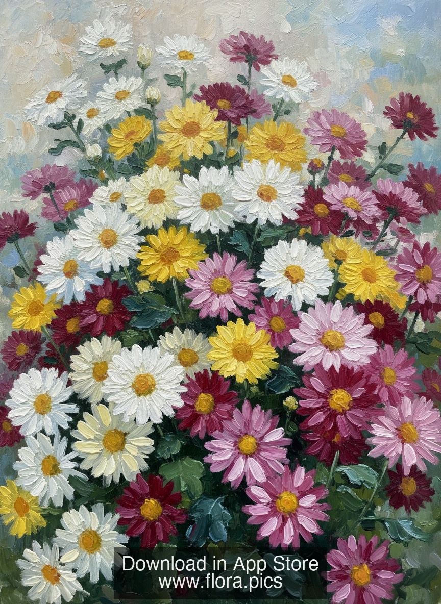 Chrysanthemum - Chrysanthemum morifolium flower puzzle art