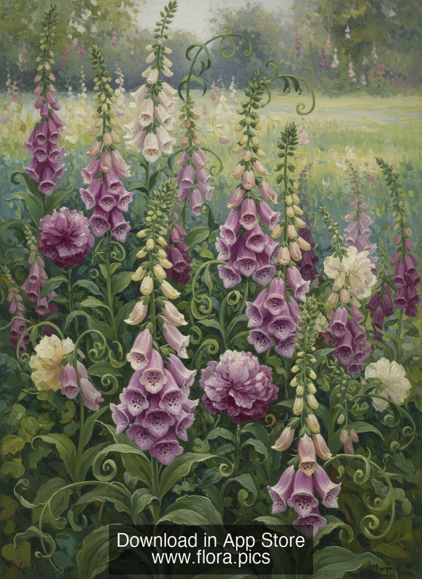 Foxglove - Digitalis purpurea flower puzzle art