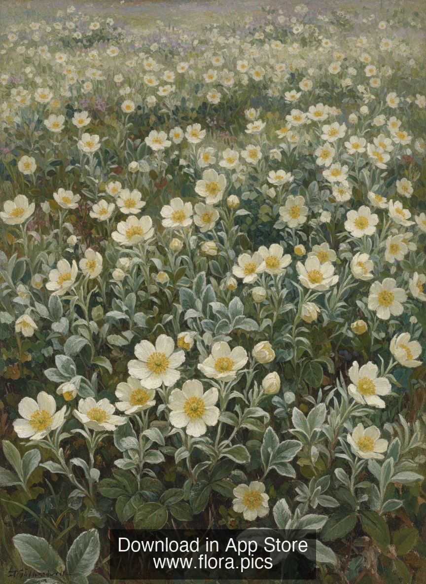 Mountain Avens - Dryas octopetala flower puzzle art