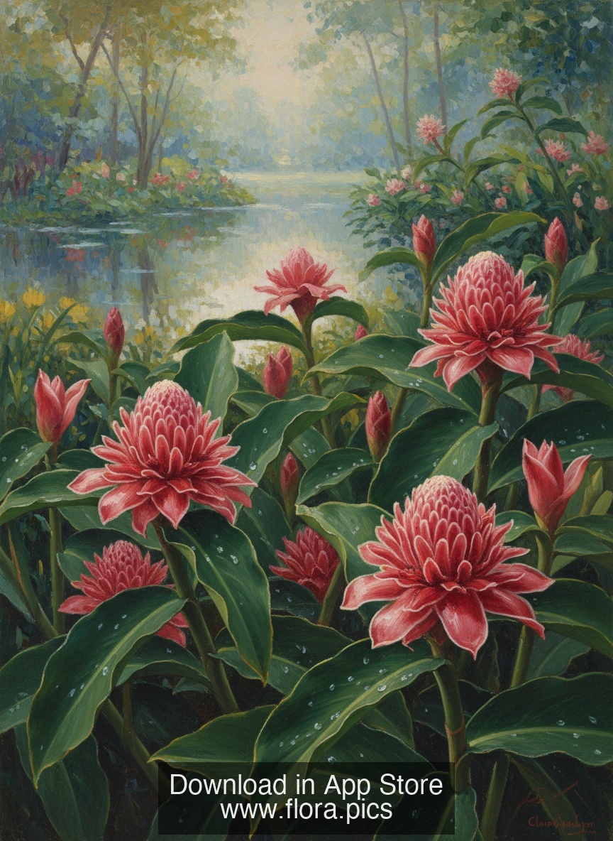 Torch Ginger - Etlingera elatior flower puzzle art