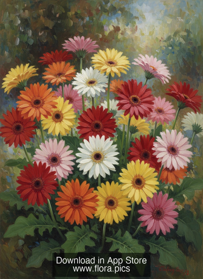 Barberton Daisy - Gerbera jamesonii flower puzzle art