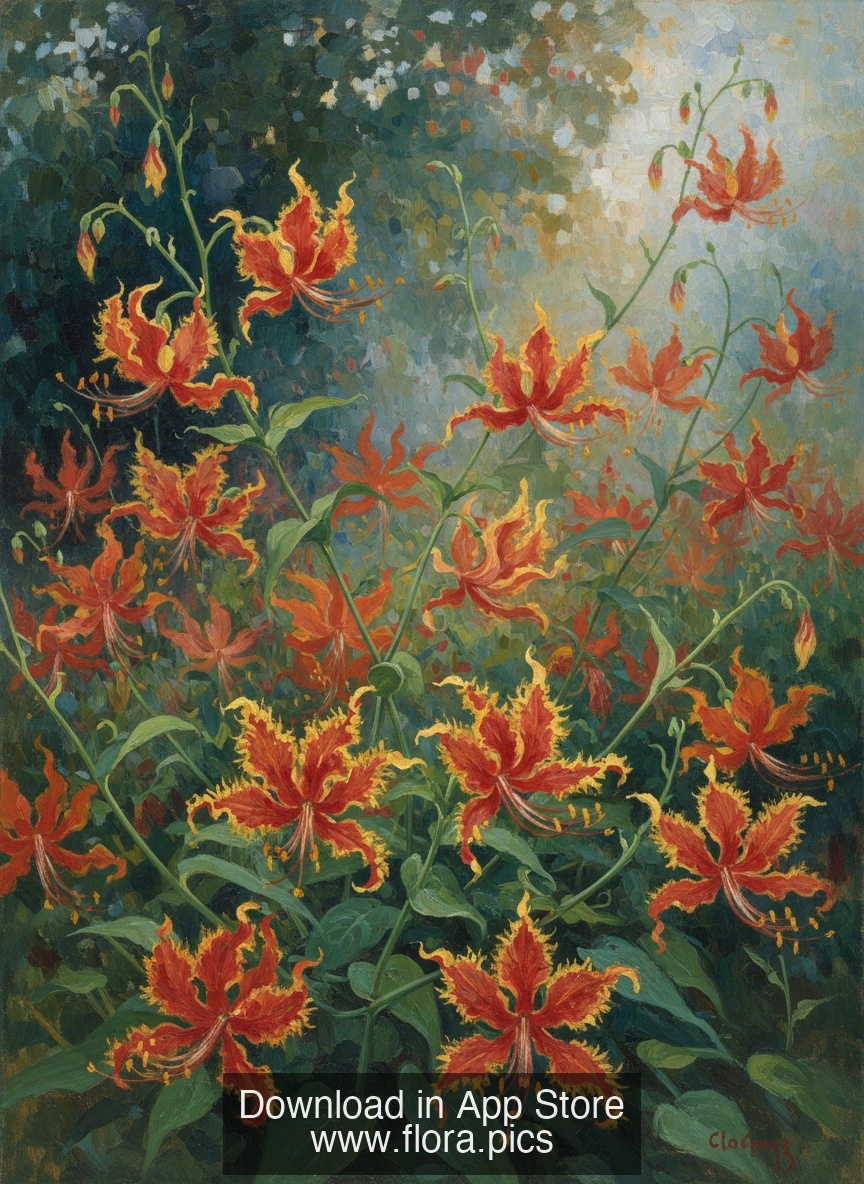 Flame Lily - Gloriosa superba flower puzzle art