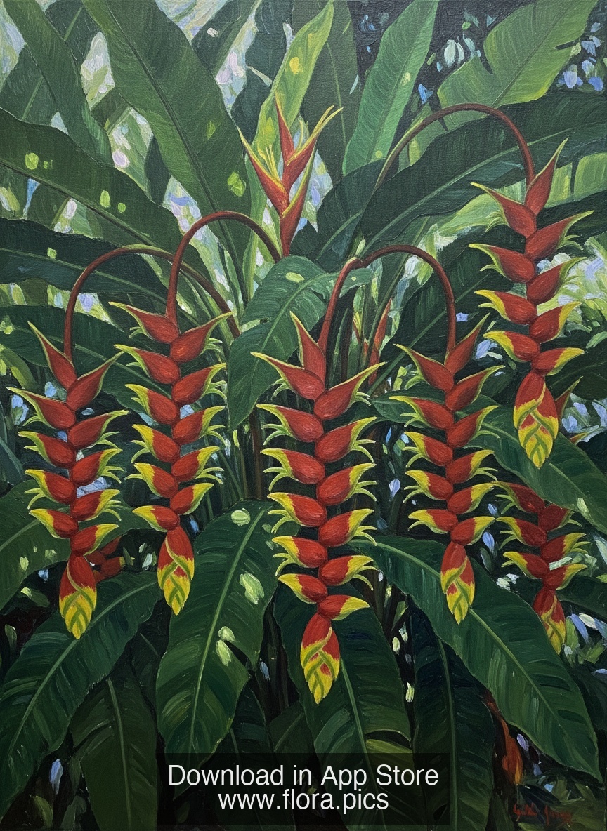 Hanging Lobster Claw - Heliconia rostrata flower puzzle art