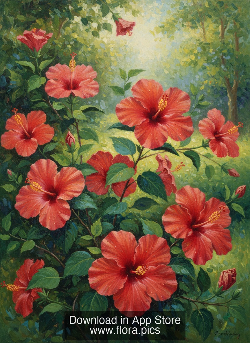 Tropical Hibiscus - Hibiscus rosa-sinensis flower puzzle art