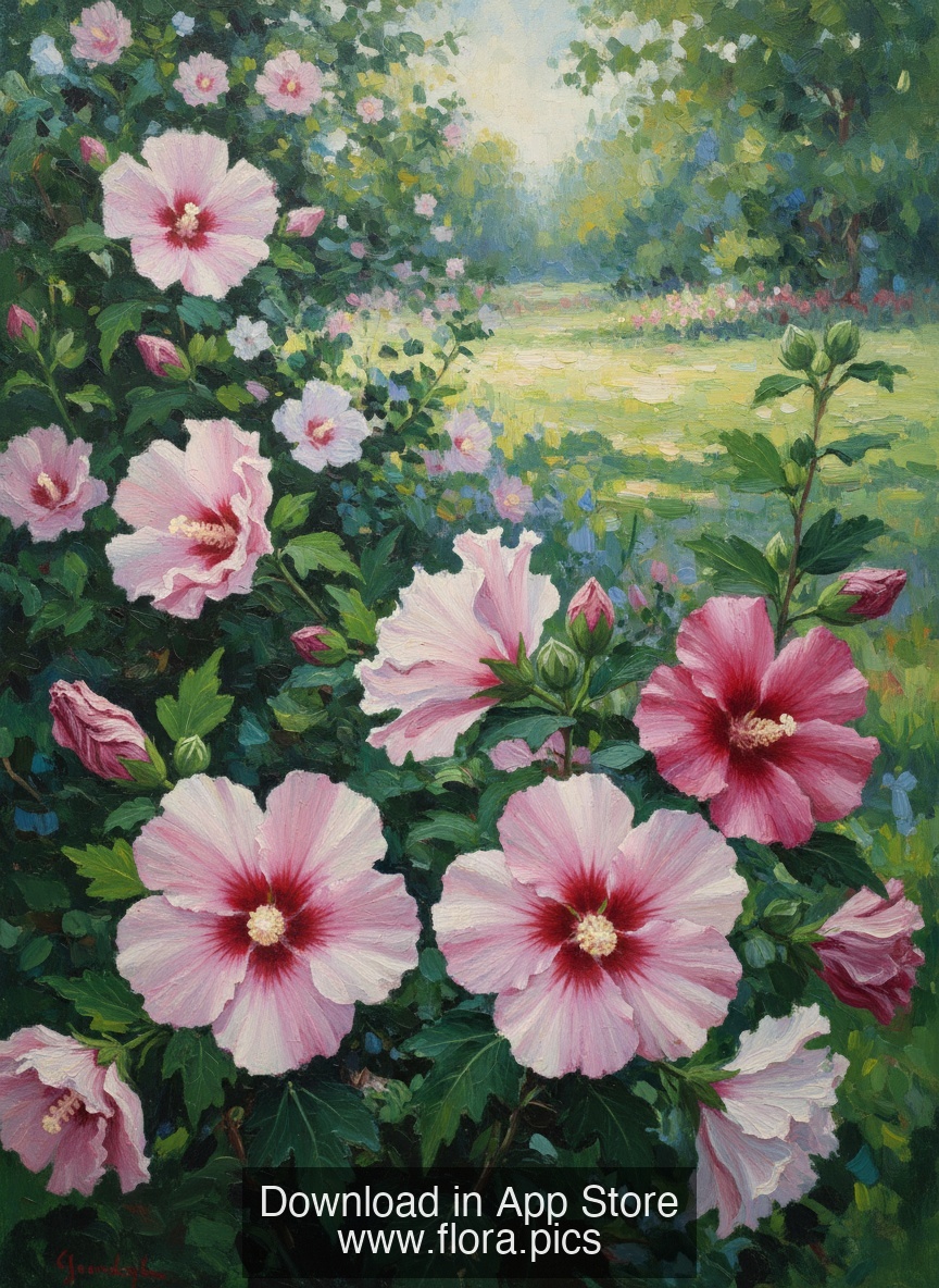 Rose of Sharon - Hibiscus syriacus flower puzzle art