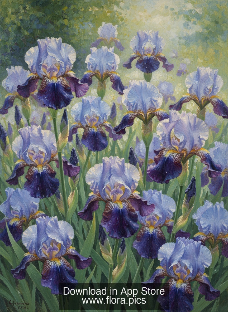 Bearded Iris - Iris germanica flower puzzle art