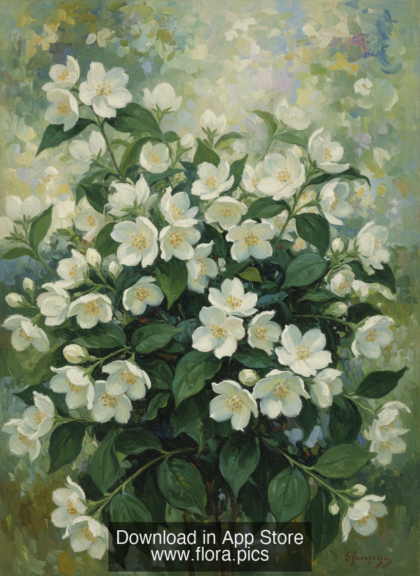 Arabian Jasmine - Jasminum sambac flower puzzle art