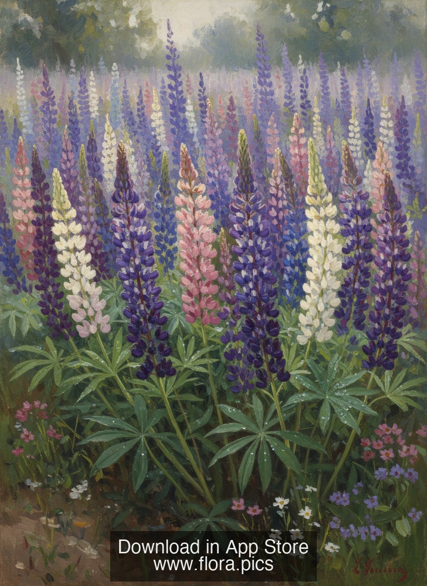 Wild Lupine - Lupinus perennis flower puzzle art