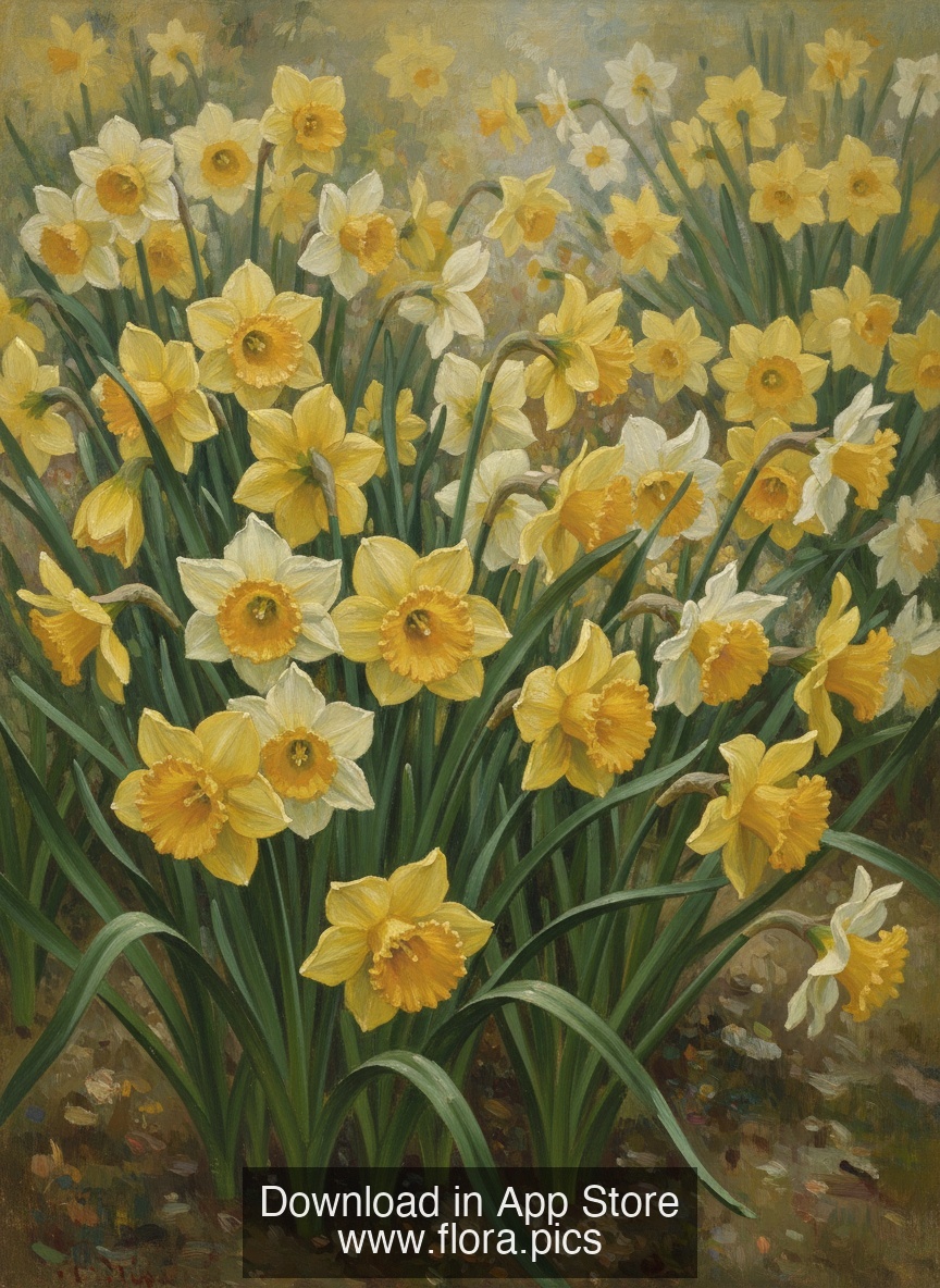 Wild Daffodil - Narcissus pseudonarcissus flower puzzle art