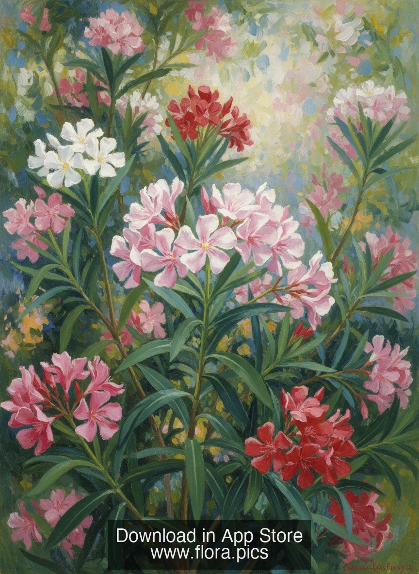 Oleander - Nerium oleander flower puzzle art