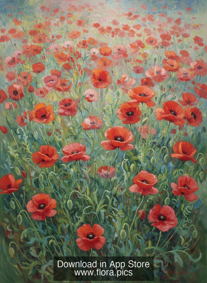 Common Poppy - Papaver rhoeas flower puzzle art