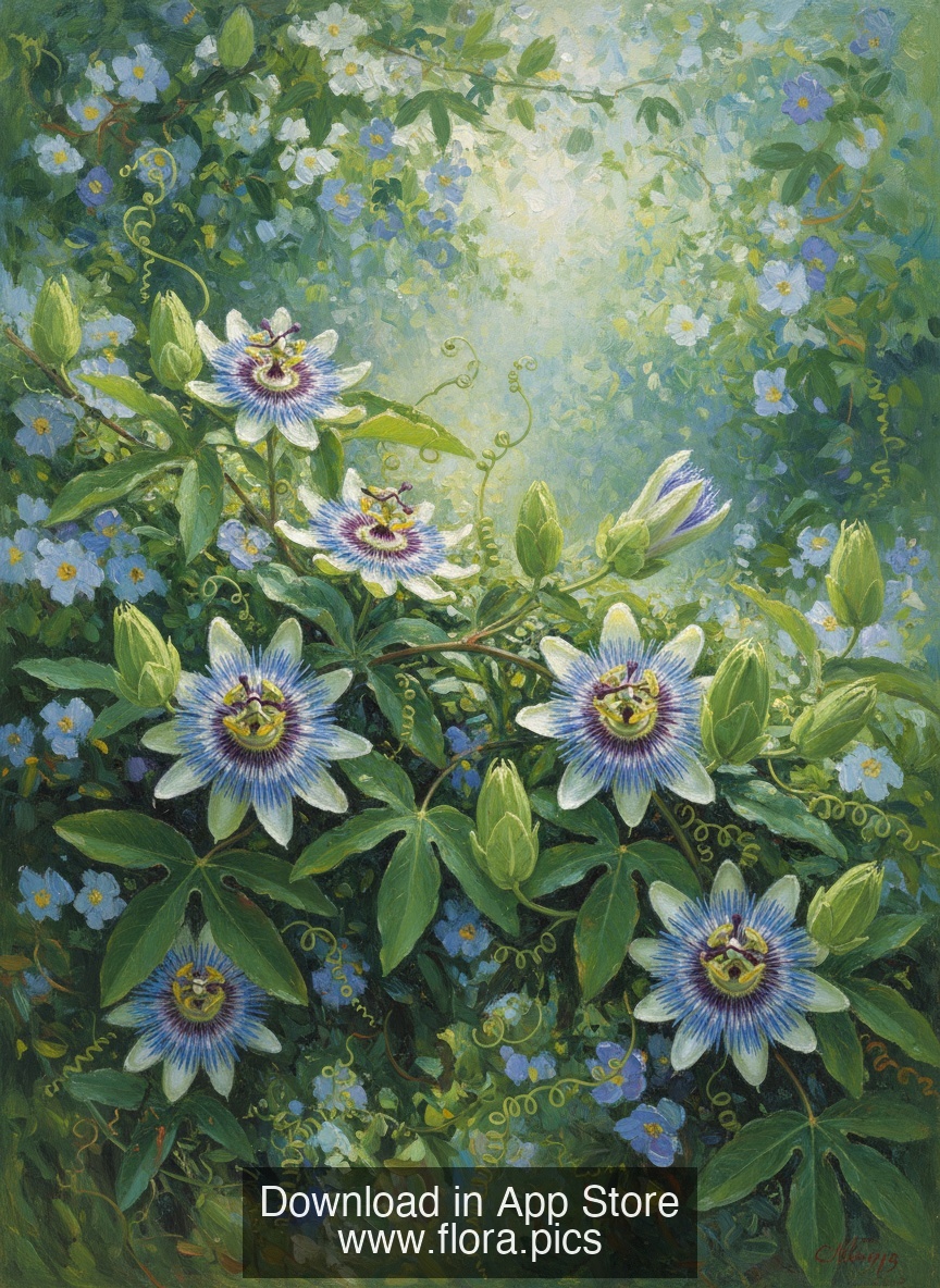 Blue Passion Flower - Passiflora caerulea flower puzzle art