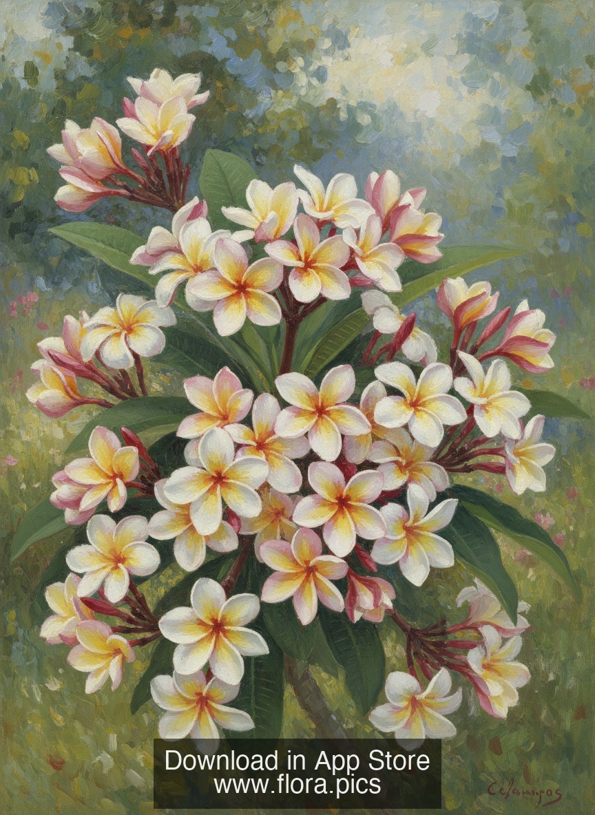 Frangipani - Plumeria rubra flower puzzle art
