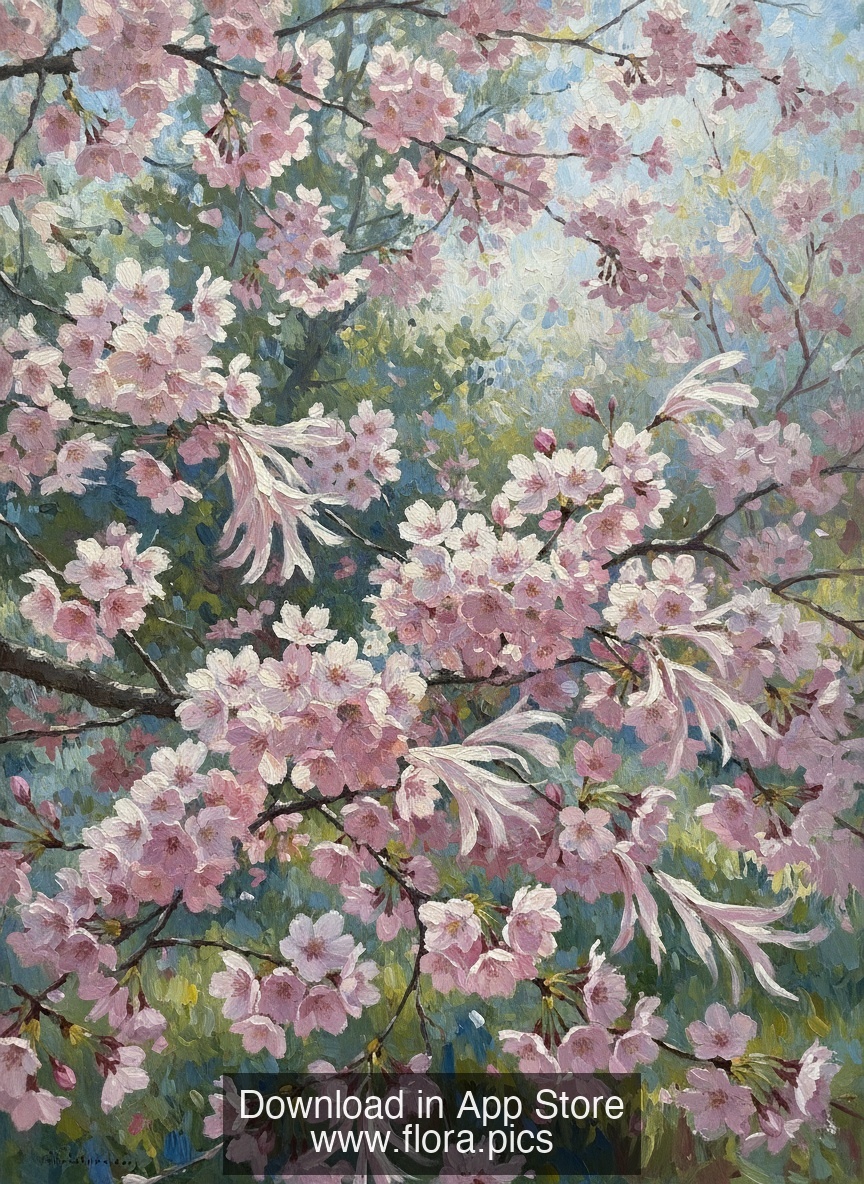 Japanese Cherry Blossom - Prunus serrulata flower puzzle art