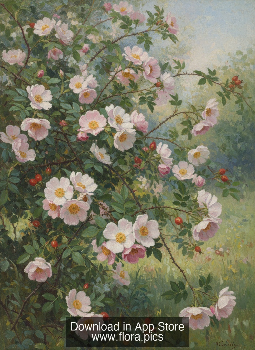 Dog Rose - Rosa canina flower puzzle art