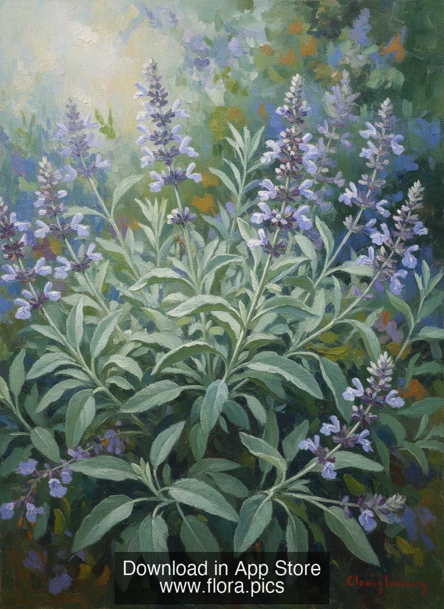 Garden Sage - Salvia officinalis flower puzzle art