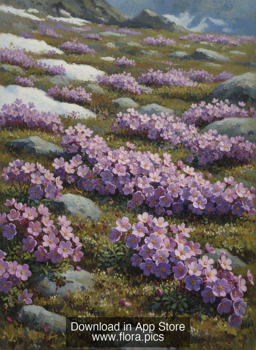 Purple Saxifrage - Saxifraga oppositifolia flower puzzle art
