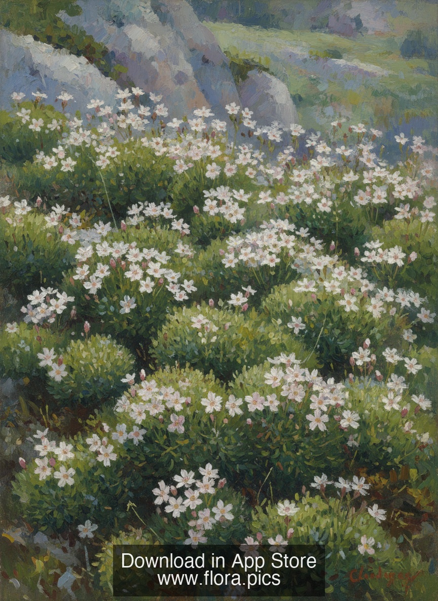 Moss Campion - Silene acaulis flower puzzle art
