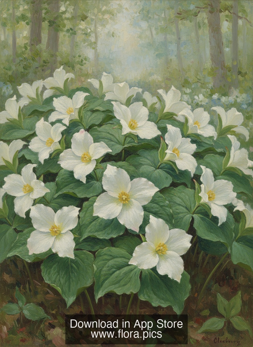 White Trillium - Trillium grandiflorum flower puzzle art