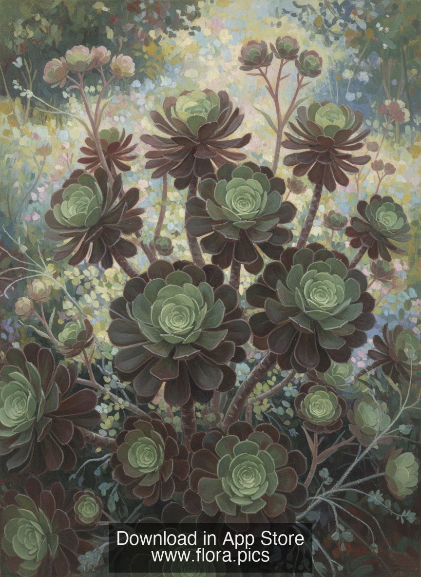Tree Aeonium - Aeonium arboreum flower puzzle art
