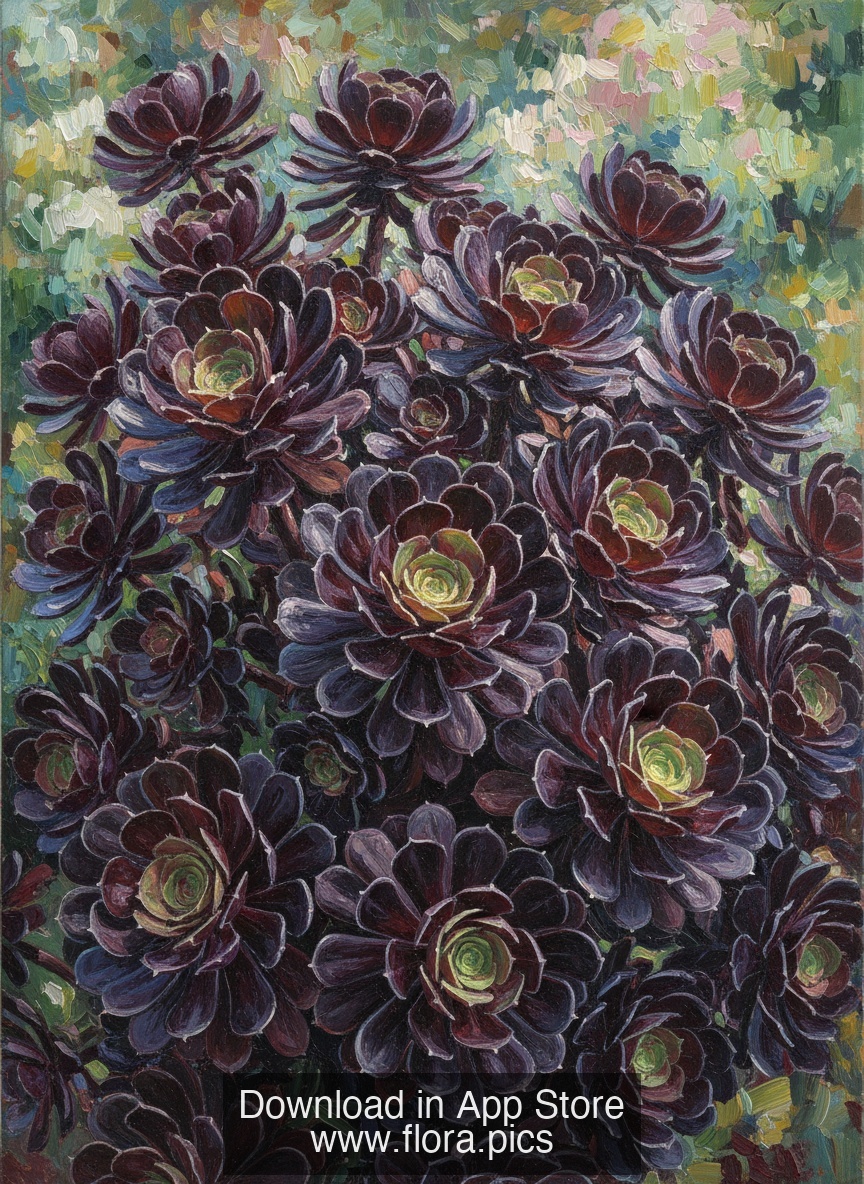 Purple Tree Aeonium - Aeonium arboreum atropurpureum flower puzzle art