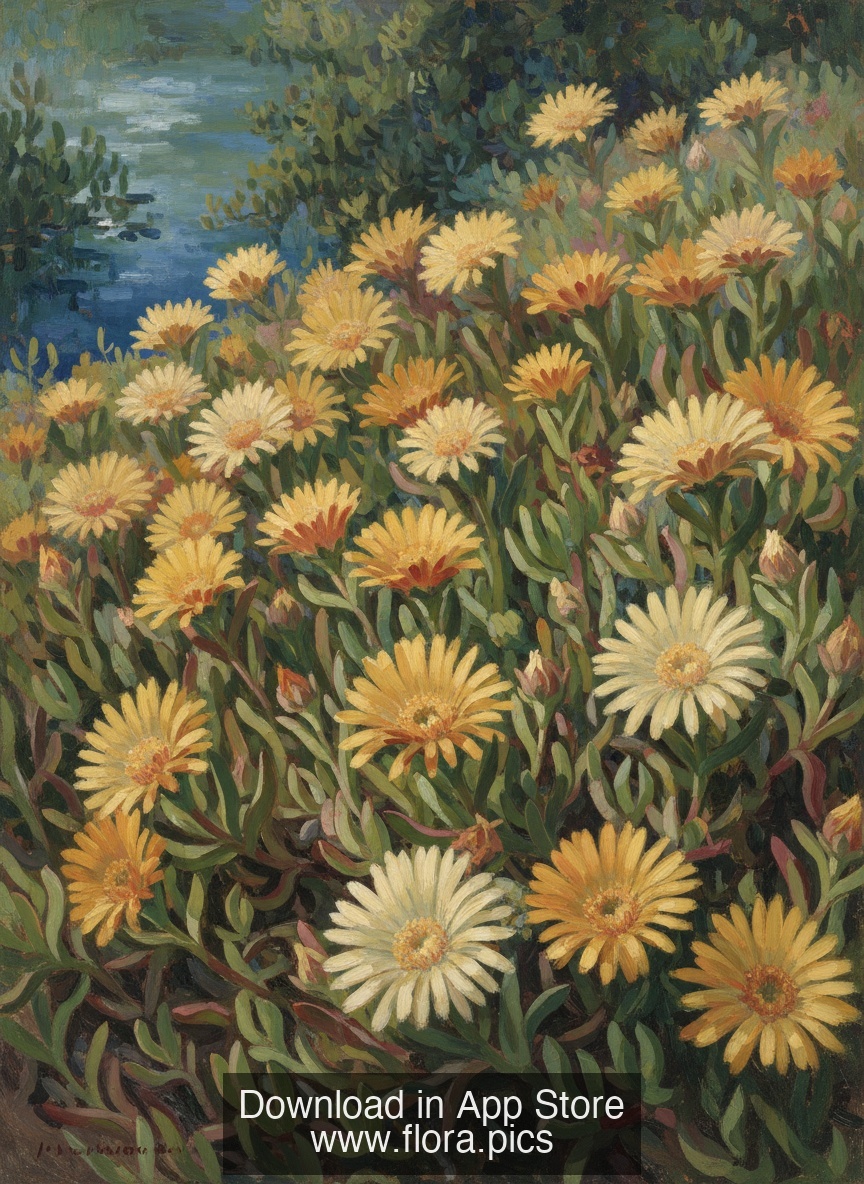 Hottentot Fig - Carpobrotus edulis flower puzzle art