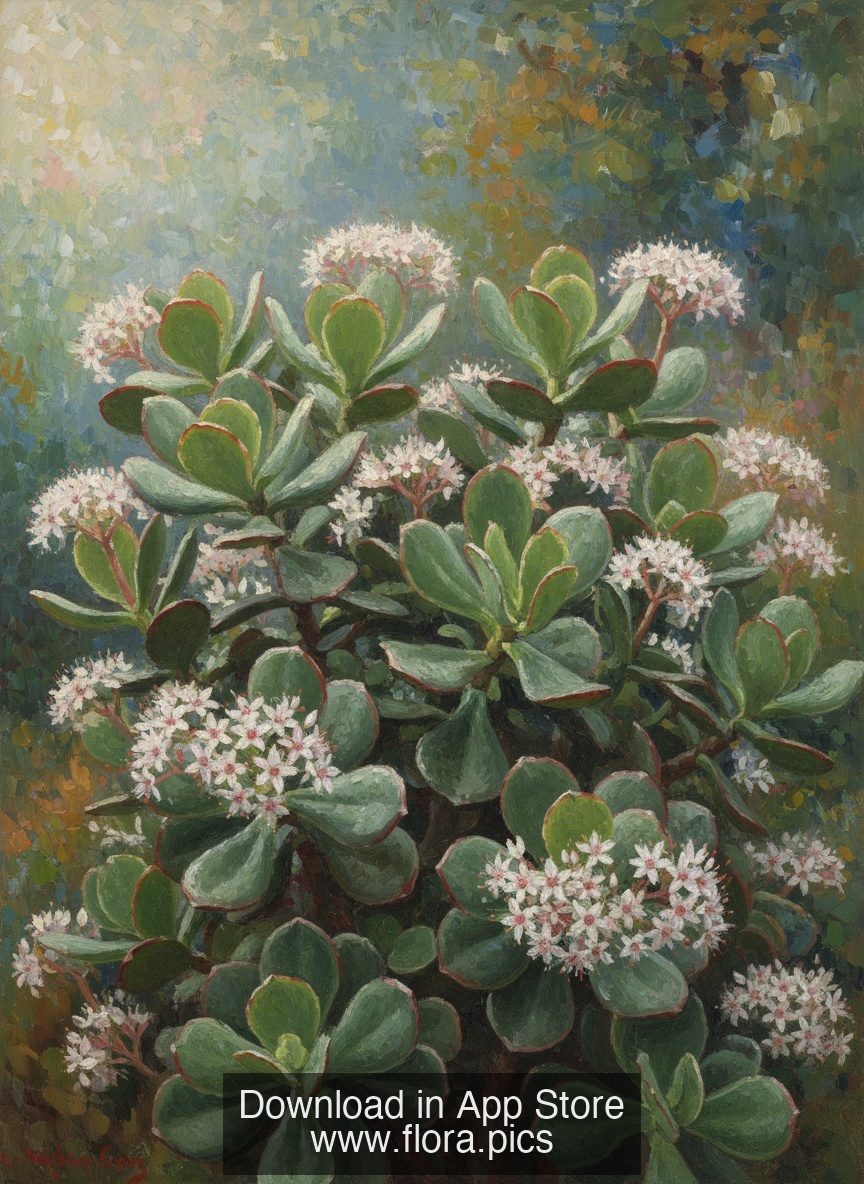 Silver Jade Plant - Crassula arborescens flower puzzle art