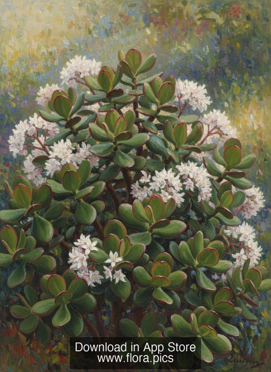 Jade Plant - Crassula ovata flower puzzle art