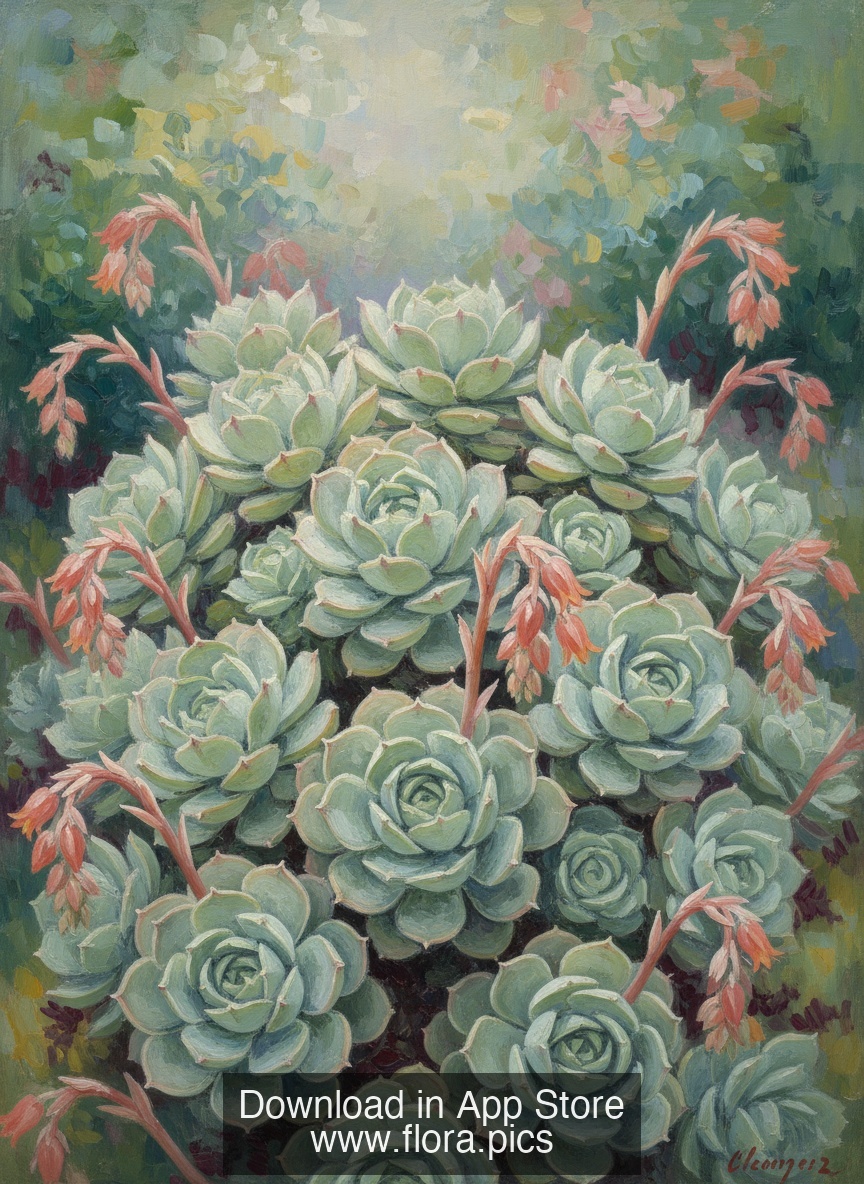 Mexican Snowball - Echeveria elegans flower puzzle art
