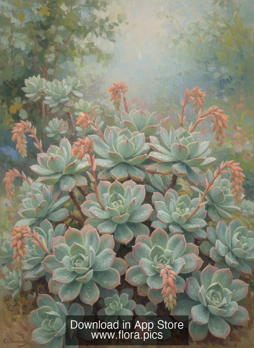 Desert Savior - Echeveria strictiflora flower puzzle art