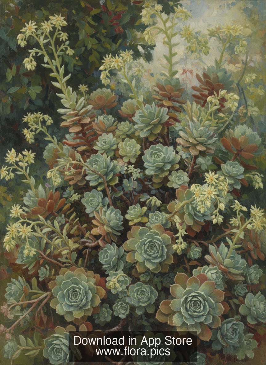 Hairy Jovibarba - Jovibarba hirta flower puzzle art
