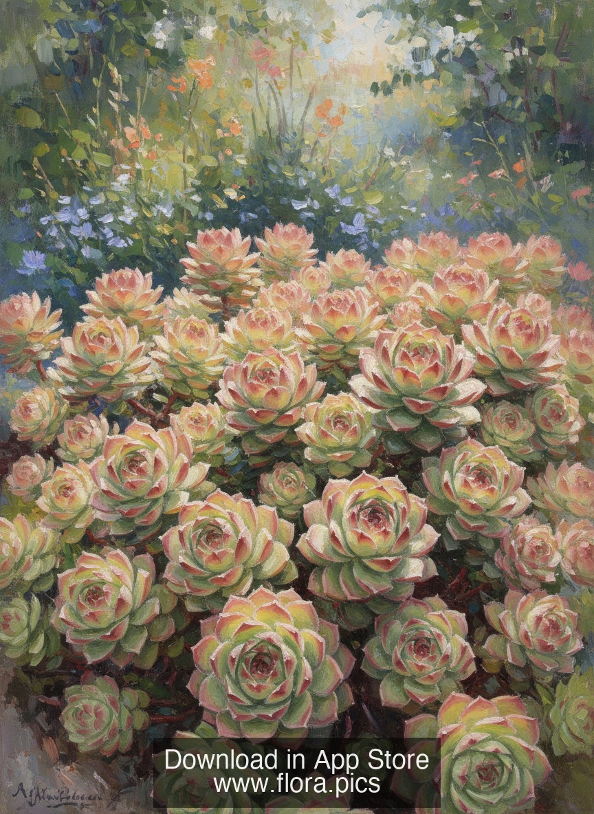 Hen and Chicks Houseleek - Jovibarba sobolifera flower puzzle art