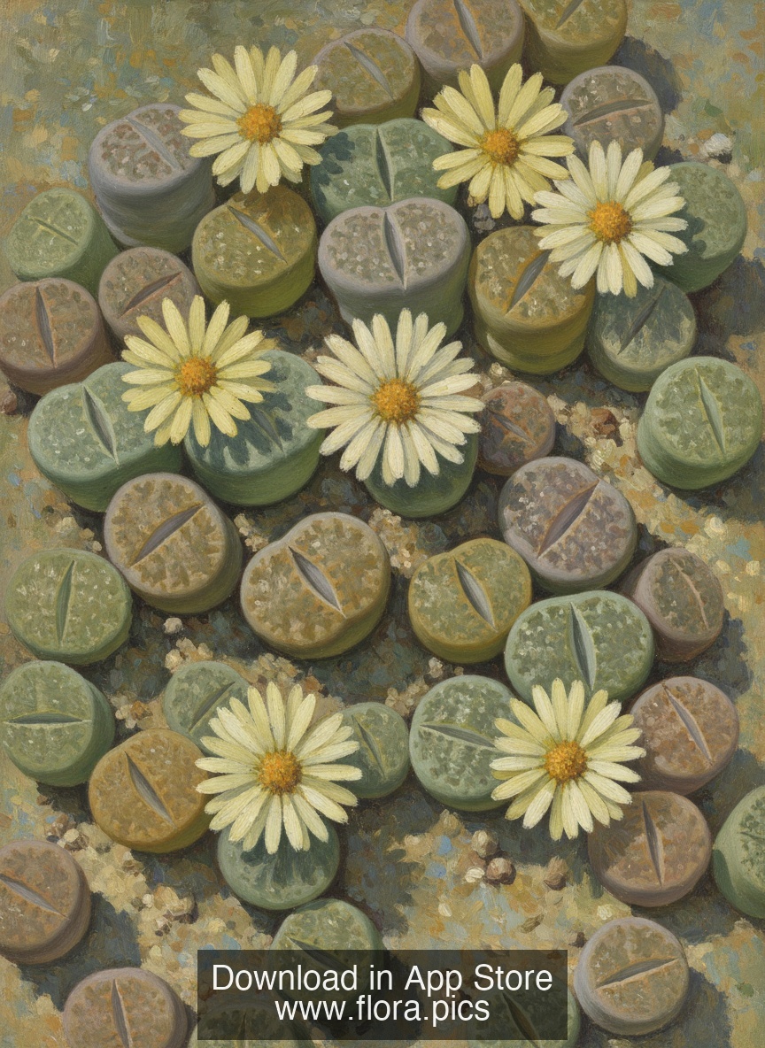 Living Stones - Lithops julii flower puzzle art
