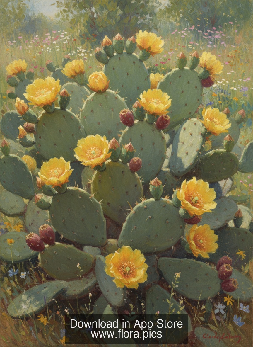 Eastern Prickly Pear - Opuntia humifusa flower puzzle art