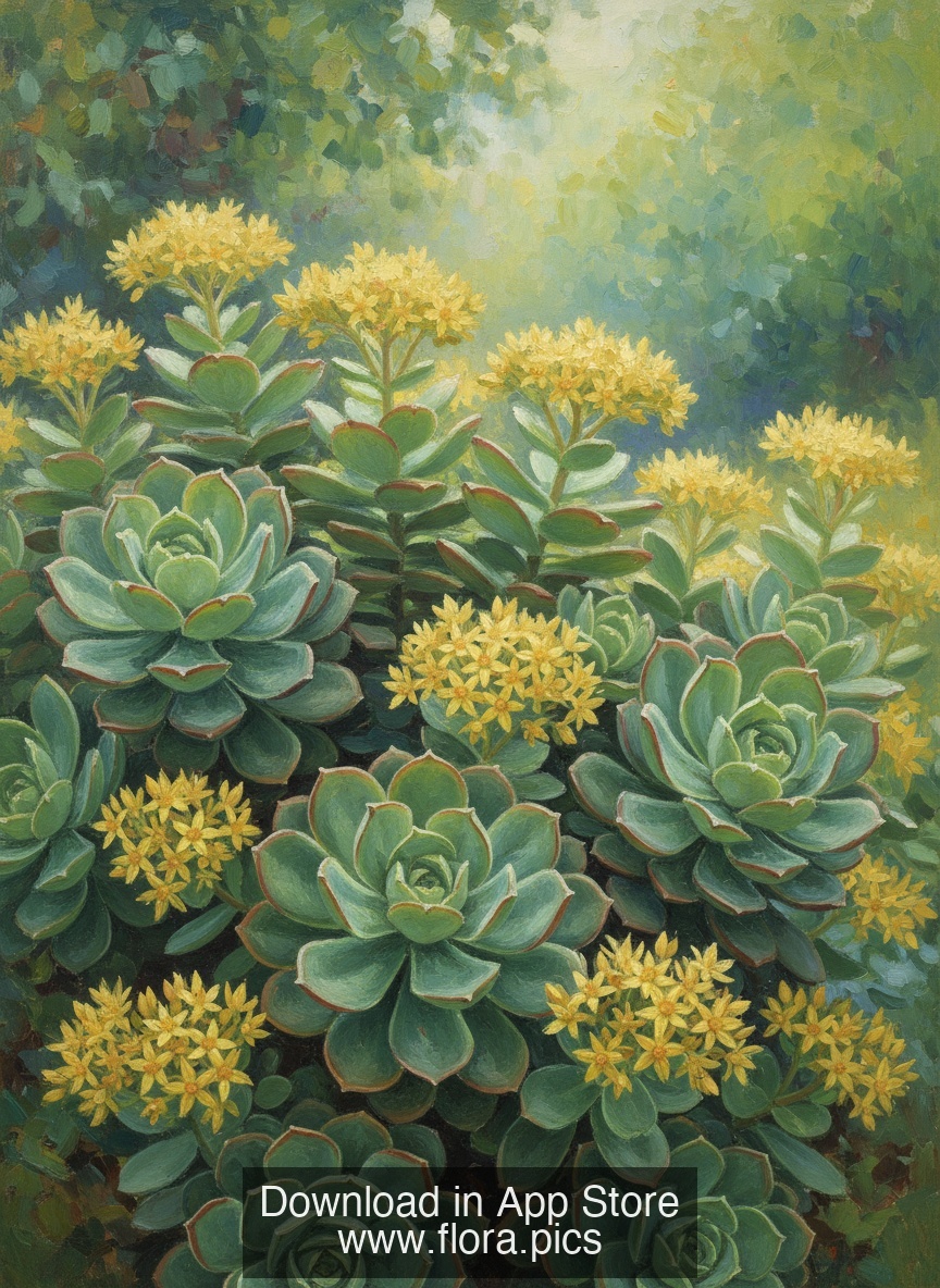 Tree Stonecrop - Sedum dendroideum flower puzzle art