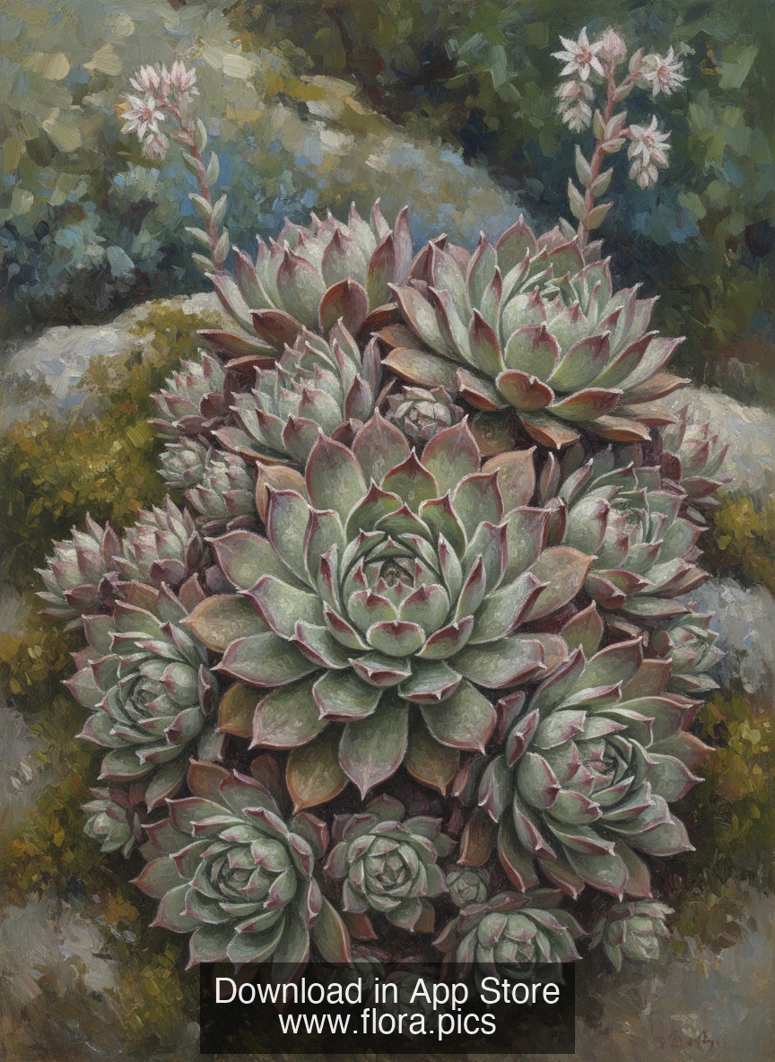 Limestone Houseleek - Sempervivum calcareum flower puzzle art
