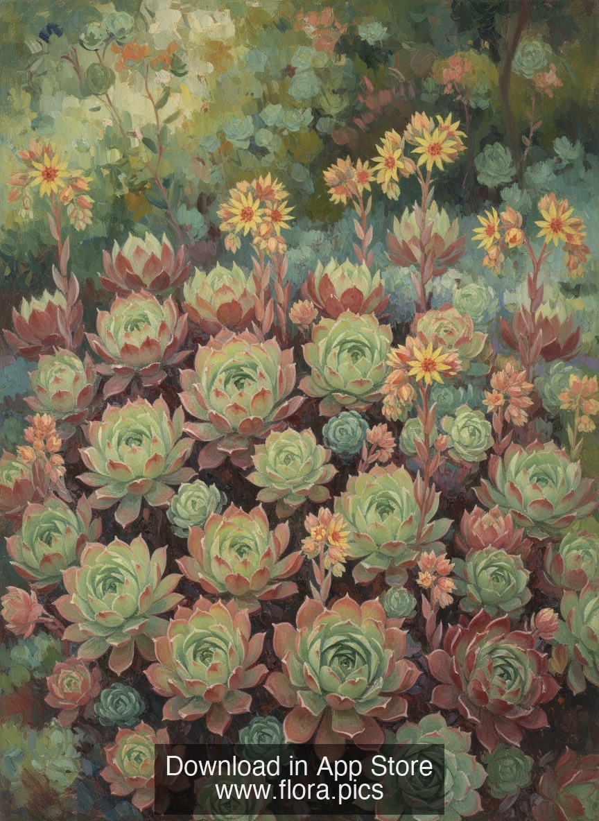 Large-flowered Houseleek - Sempervivum grandiflorum flower puzzle art