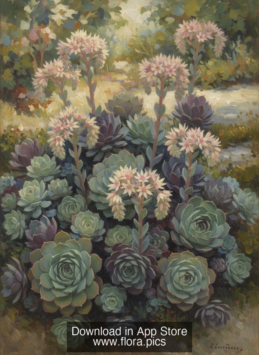 Common Houseleek - Sempervivum tectorum flower puzzle art