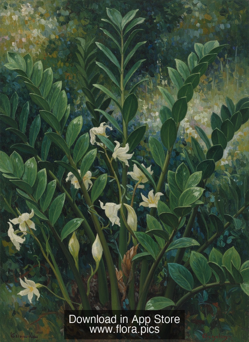 ZZ Plant - Zamioculcas zamiifolia flower puzzle art